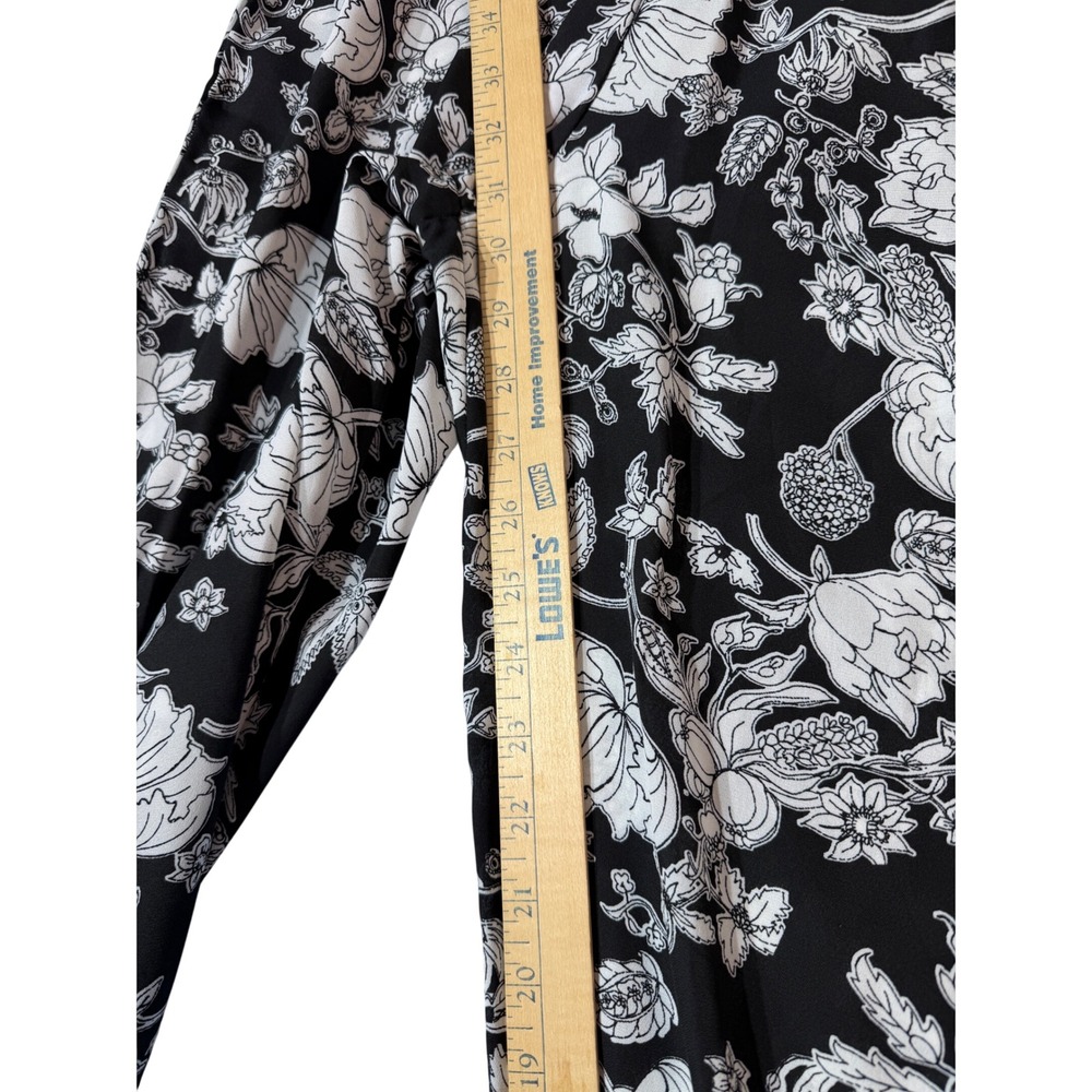 Wide Leg Pants Black White Floral Women's L Palazzo Pants Boho Resortwear Beach - Picture 5 of 9